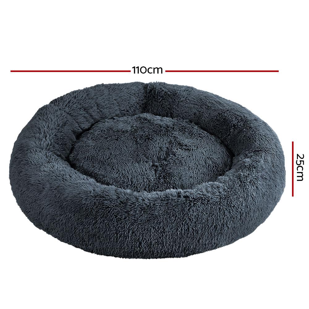 Pet Bed Dog Cat Calming Bed Extra Large 110cm Dark Grey Sleeping Comfy