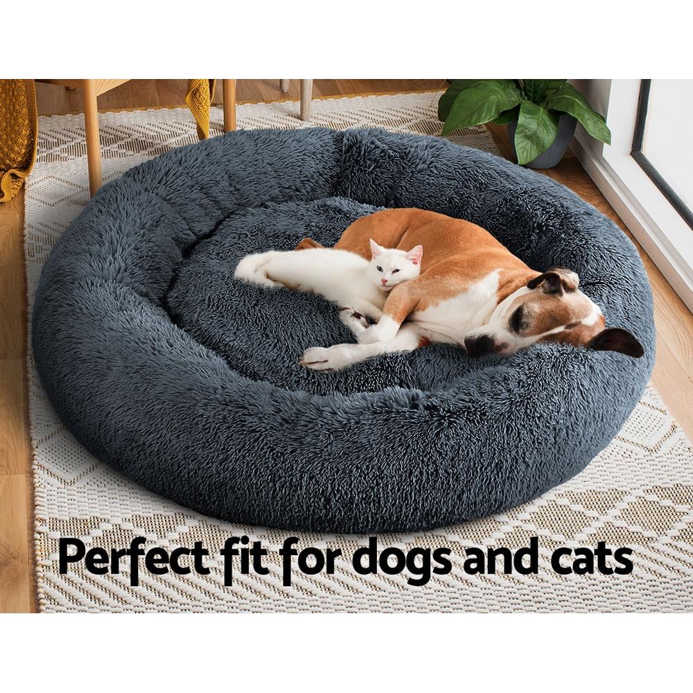 Pet Bed Dog Cat Calming Bed Extra Large 110cm Dark Grey Sleeping Comfy