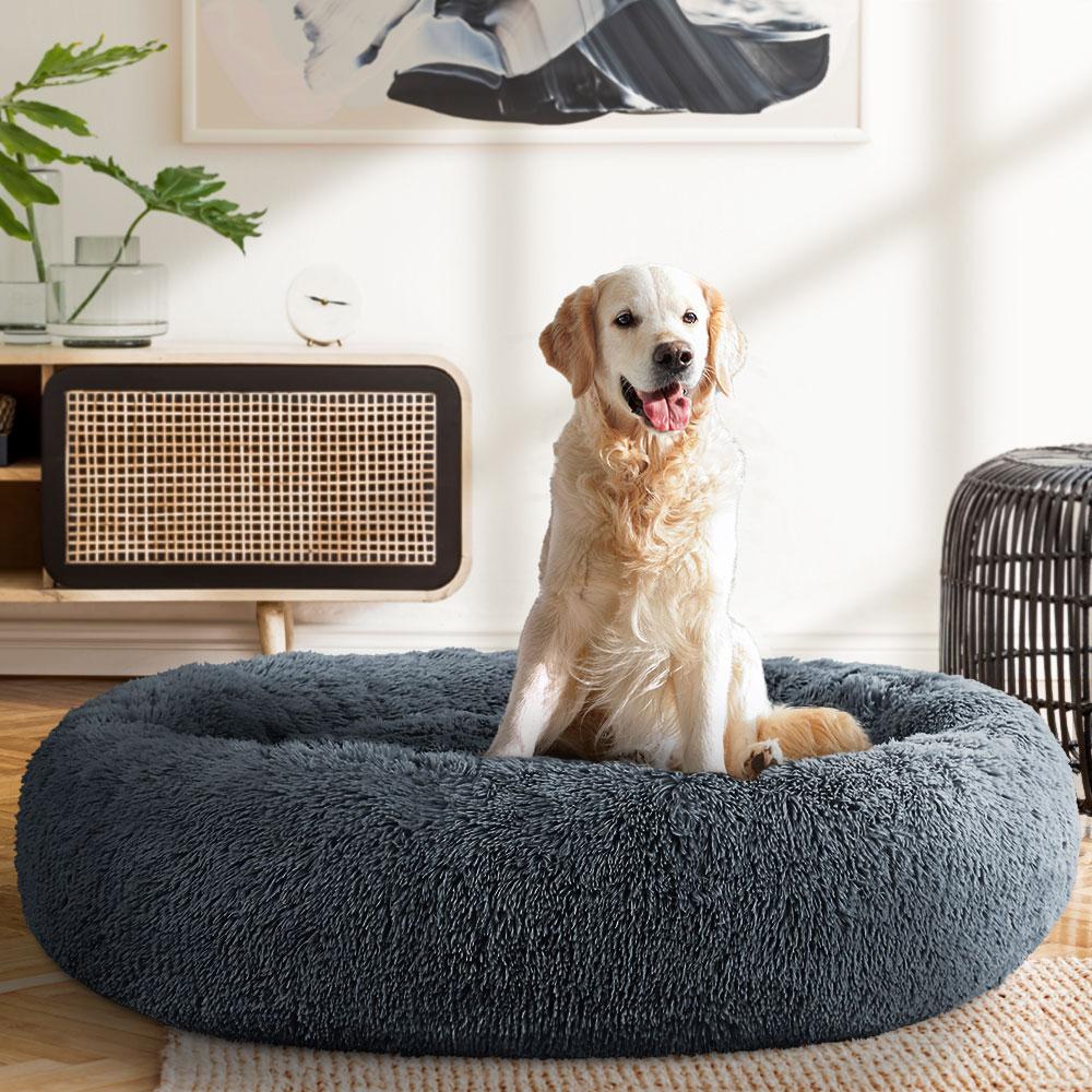 Pet Bed Dog Cat Calming Bed Extra Large 110cm Dark Grey Sleeping Comfy